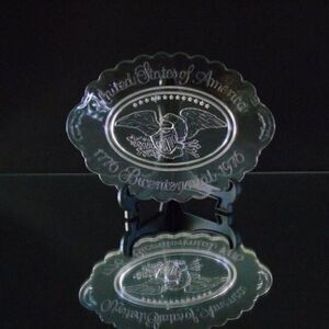 USA Bicentennial Plate 1776-1976 Clear Glass Vintage Commemorative Patriotic